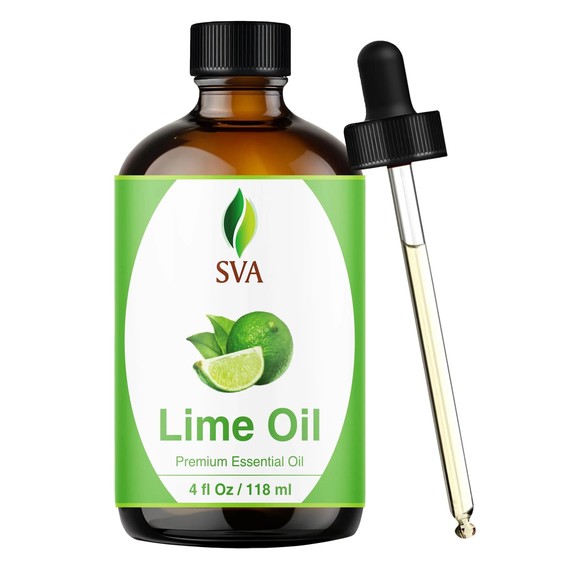 SVA ORGANICS Lime Essential Oil 4 Fl Oz (118 mL) - Pure, Natural Steam Distilled Oil - main product image