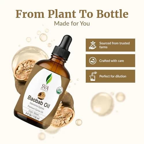 SVA ORGANICS Baobab Seed Carrier Oil 118 ml (4 Fl Oz) | Cold-Pressed, Organic, Multi-Use for Skin & Hair thumbnail 4