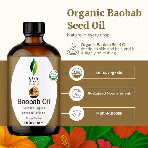 SVA ORGANICS Baobab Seed Carrier Oil 118 ml (4 Fl Oz) | Cold-Pressed, Organic, Multi-Use for Skin & Hair thumbnail 2