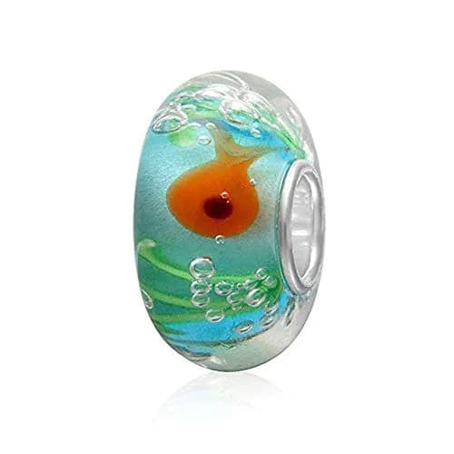 CZVIVIRY Little Fish Charm 7×13.5mm Sterling Silver Lampwork Bead | Compatible with Pandora & Chamilia thumbnail 1