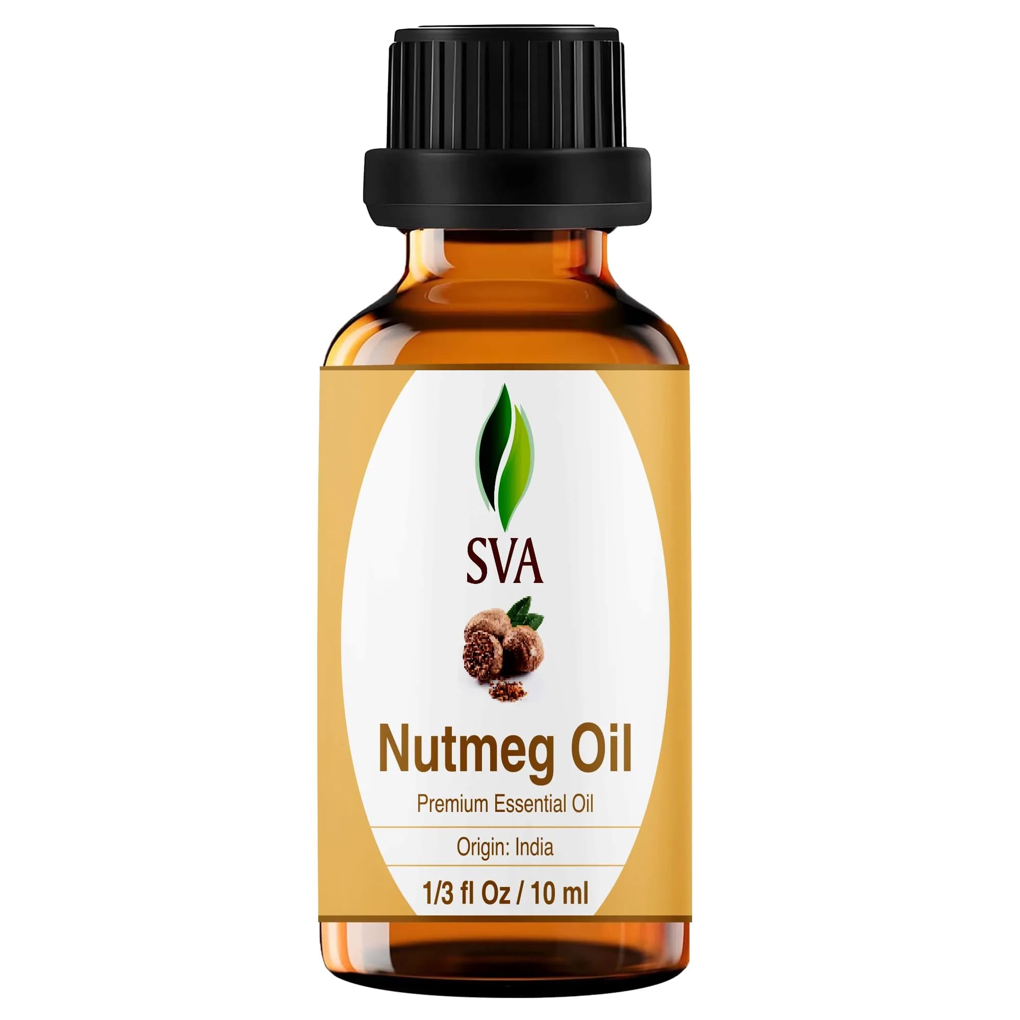 SVA ORGANICS Nutmeg Essential Oil 10 ml (0.33 Fl Oz) | Warm Woody Aroma for Aromatherapy & DIY - main product image