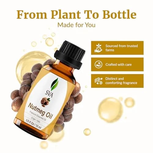 SVA ORGANICS Nutmeg Essential Oil 10 ml (0.33 Fl Oz) | Warm Woody Aroma for Aromatherapy & DIY thumbnail 4