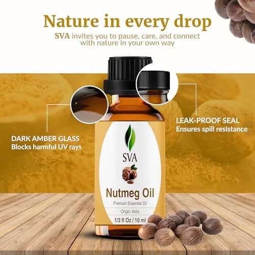 SVA ORGANICS Nutmeg Essential Oil 10 ml (0.33 Fl Oz) | Warm Woody Aroma for Aromatherapy & DIY thumbnail 7