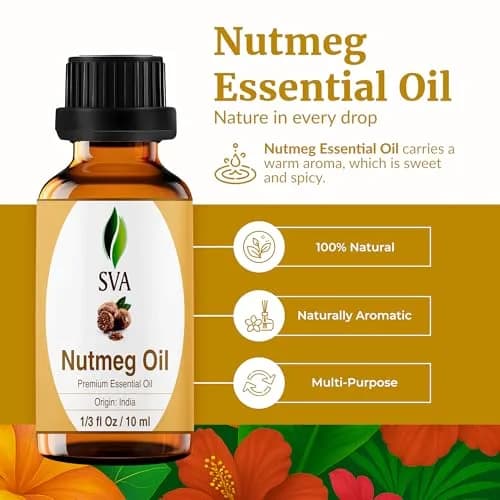 SVA ORGANICS Nutmeg Essential Oil 10 ml (0.33 Fl Oz) | Warm Woody Aroma for Aromatherapy & DIY thumbnail 2