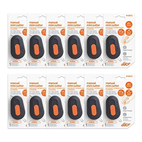 Slice Mini Box Cutter 12 Pack | Safe Ceramic Blade, Retractable, Keychain Opener thumbnail 1