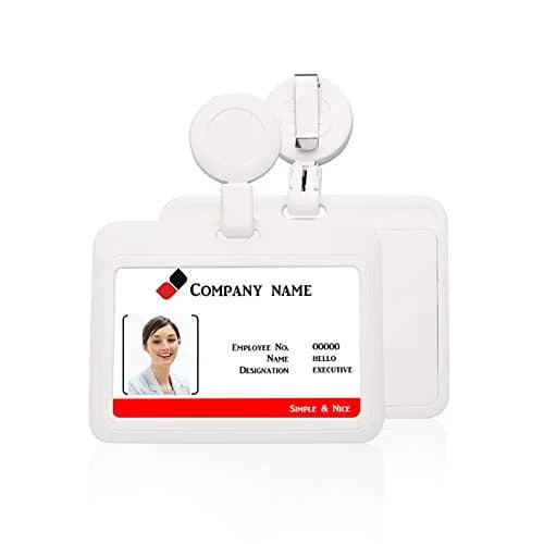 HiCycle2 ID Badge Holder Case Horizontal with Reel Clip 102 x 80MM | Heavy Duty Plastic thumbnail 1