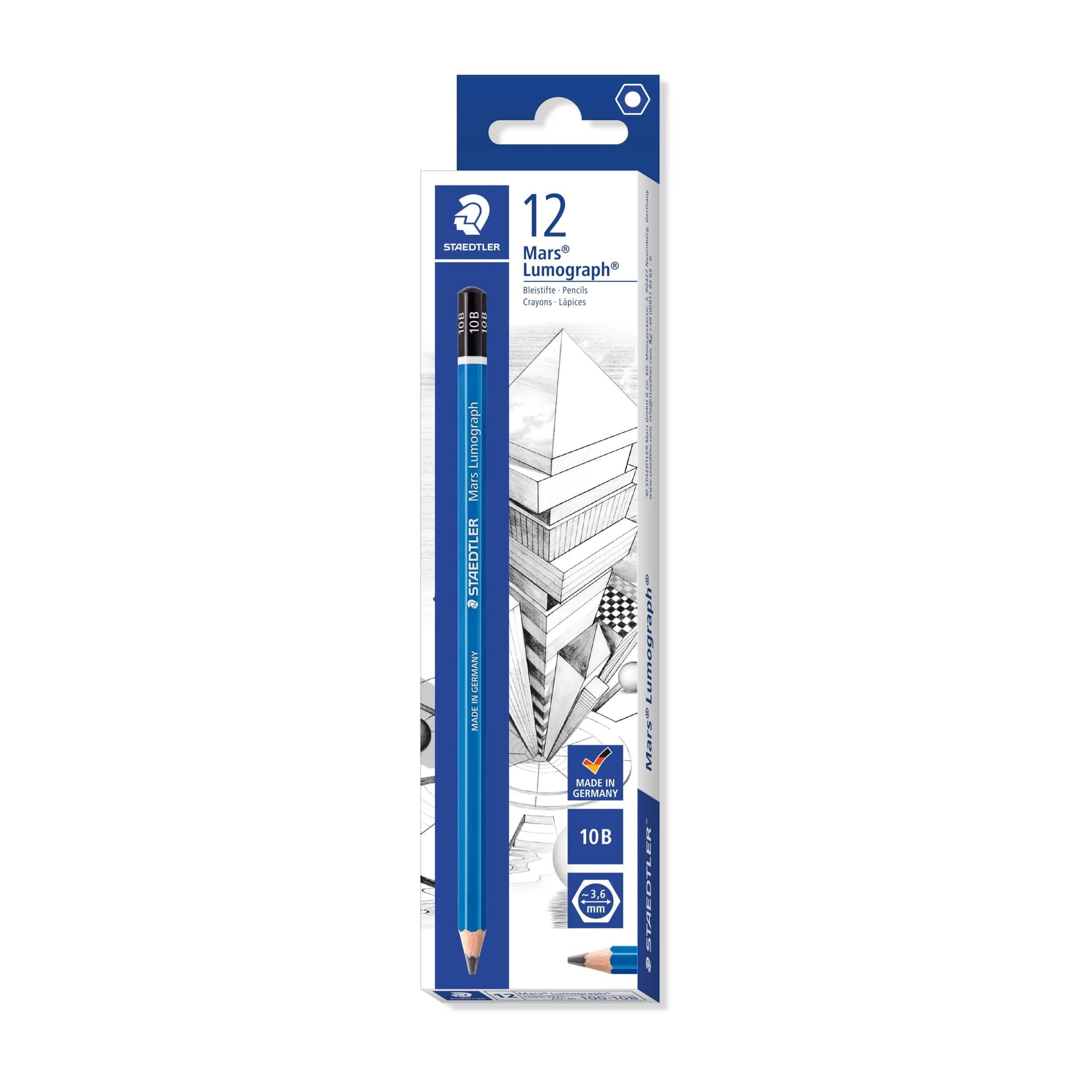 STAEDTLER Mars Lumograph 3B Graphite Pencil 1 Count | Medium Soft, Break-Resistant Bonded Lead, 12 Pack — Pack of 12