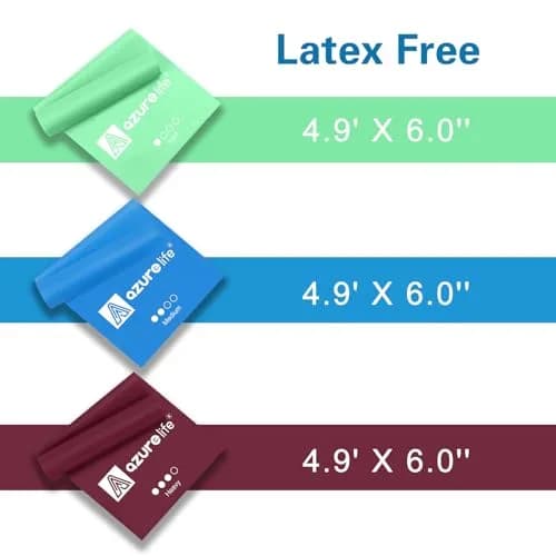 A AZURELIFE Resistance Bands Set - 3pc Long Latex-Free Exercise Bands for Therapy, Yoga, Pilates, Strength Training (5 ft x 6 in) thumbnail 3