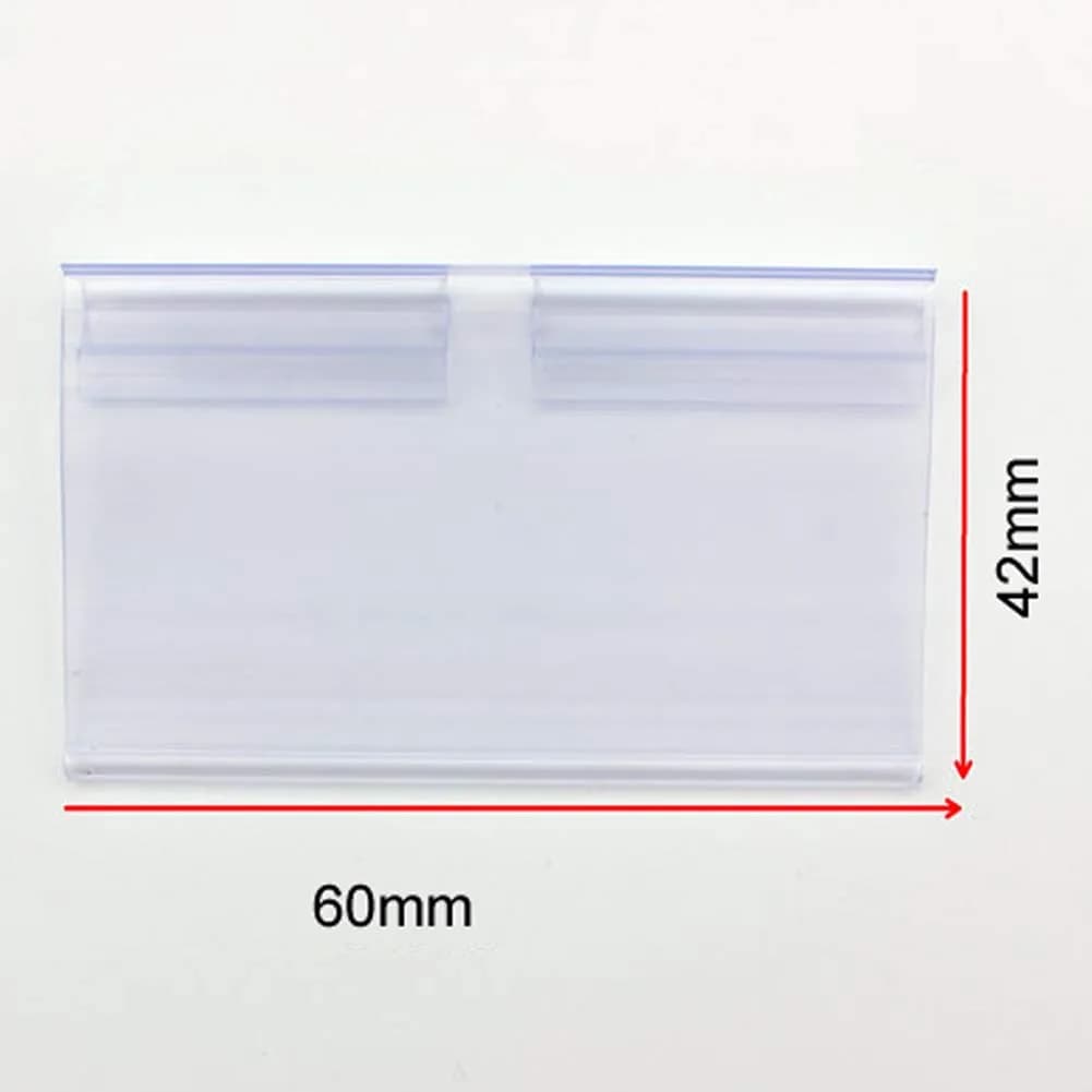 mollensiuer Clear Plastic Wire Shelf Price Label Holder 100-Pack | Fits Wire < 1/4 Inch - view 7