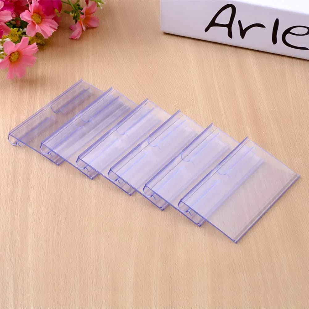 mollensiuer Clear Plastic Wire Shelf Price Label Holder 100-Pack | Fits Wire < 1/4 Inch - view 3