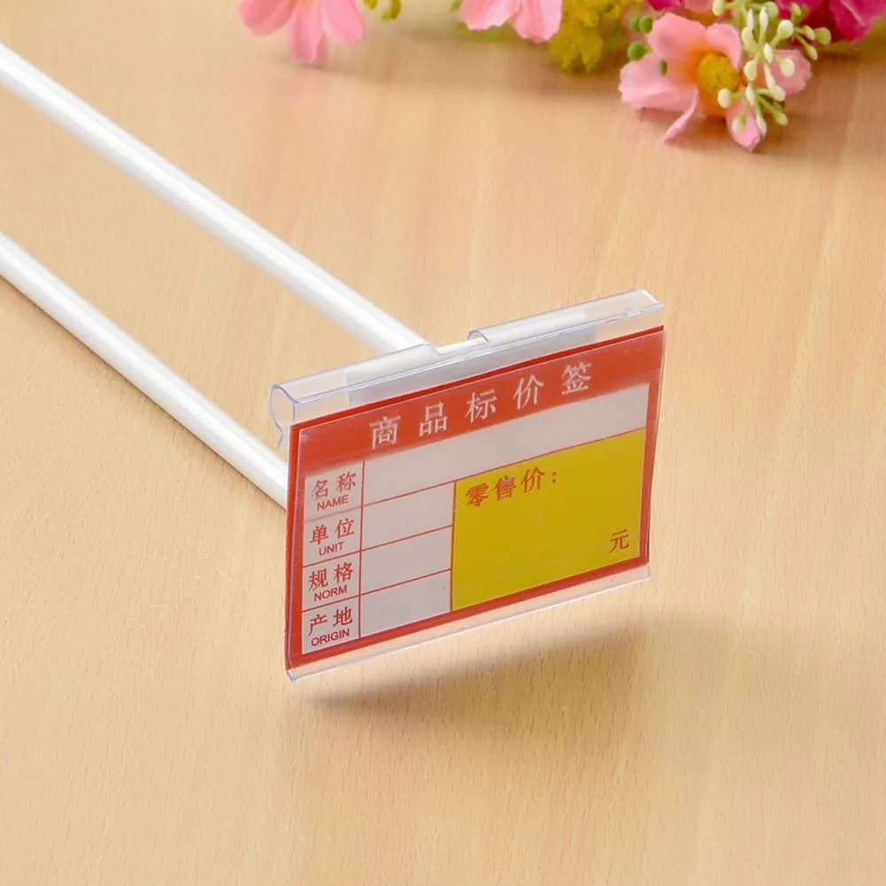 mollensiuer Clear Plastic Wire Shelf Price Label Holder 100-Pack | Fits Wire < 1/4 Inch - view 4