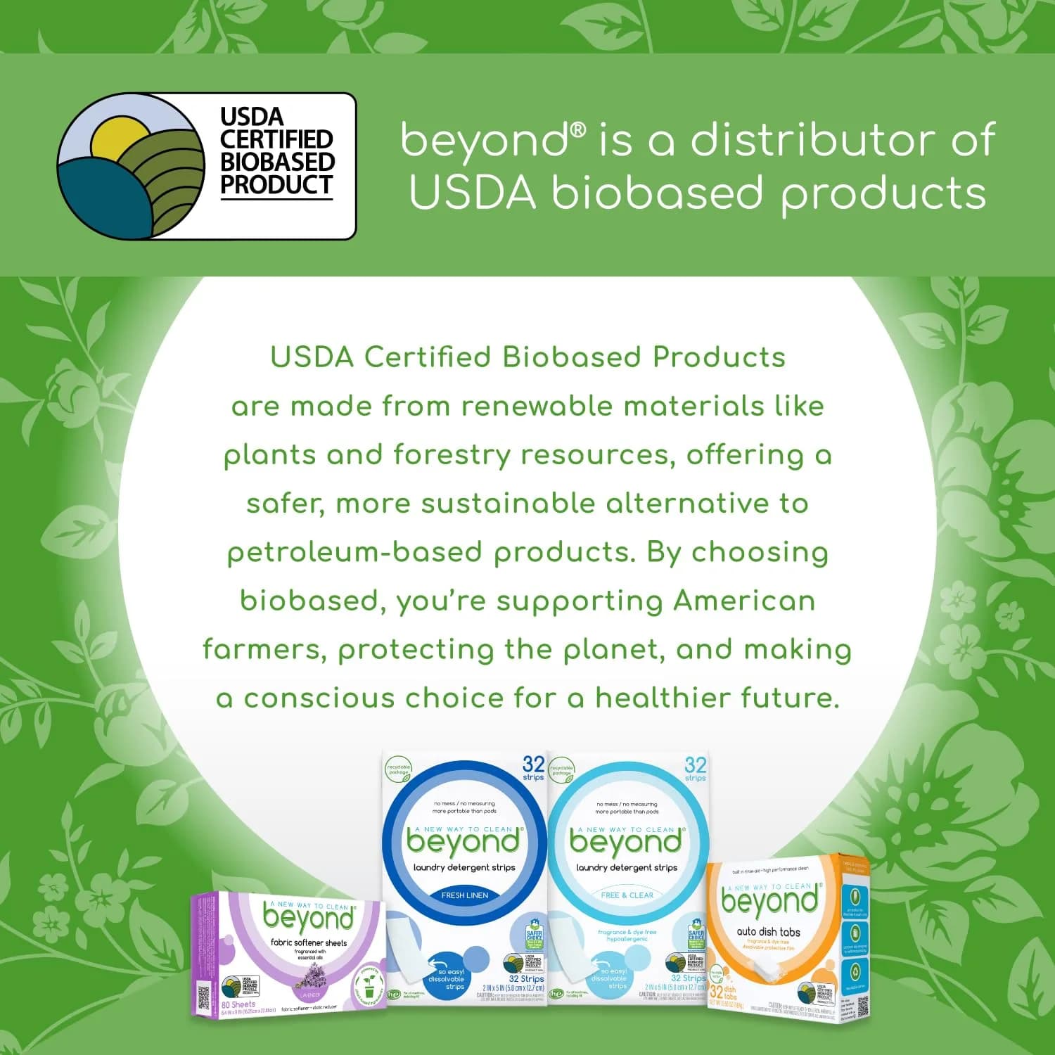 Beyond Auto Dish Tablets - Fragrance & Dye Free 32 Count (1.02 kg) | Plant-Based & USDA Certified Biobased - view 6