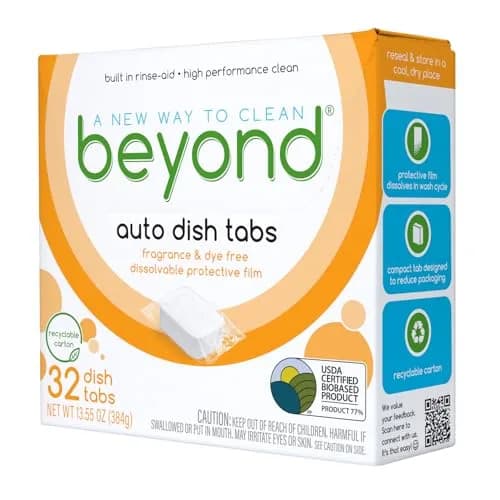 Beyond Auto Dish Tablets - Fragrance & Dye Free 32 Count (1.02 kg) | Plant-Based & USDA Certified Biobased thumbnail 1