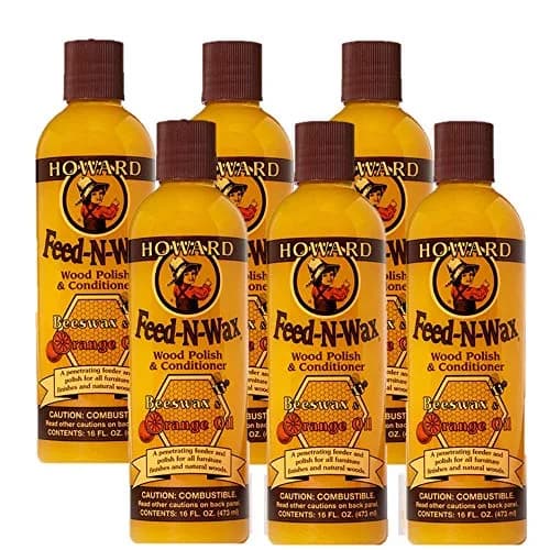 Howard Feed-N-Wax Wood Polish & Conditioner, Orange Scent, 16 fl oz (96 fl oz Total) | Cleans, Conditions, and Protects Wood Surfaces thumbnail 1