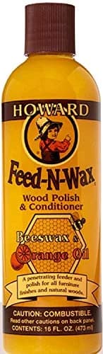 Howard Feed-N-Wax Wood Polish & Conditioner, Orange Scent, 16 fl oz (96 fl oz Total) | Cleans, Conditions, and Protects Wood Surfaces thumbnail 2