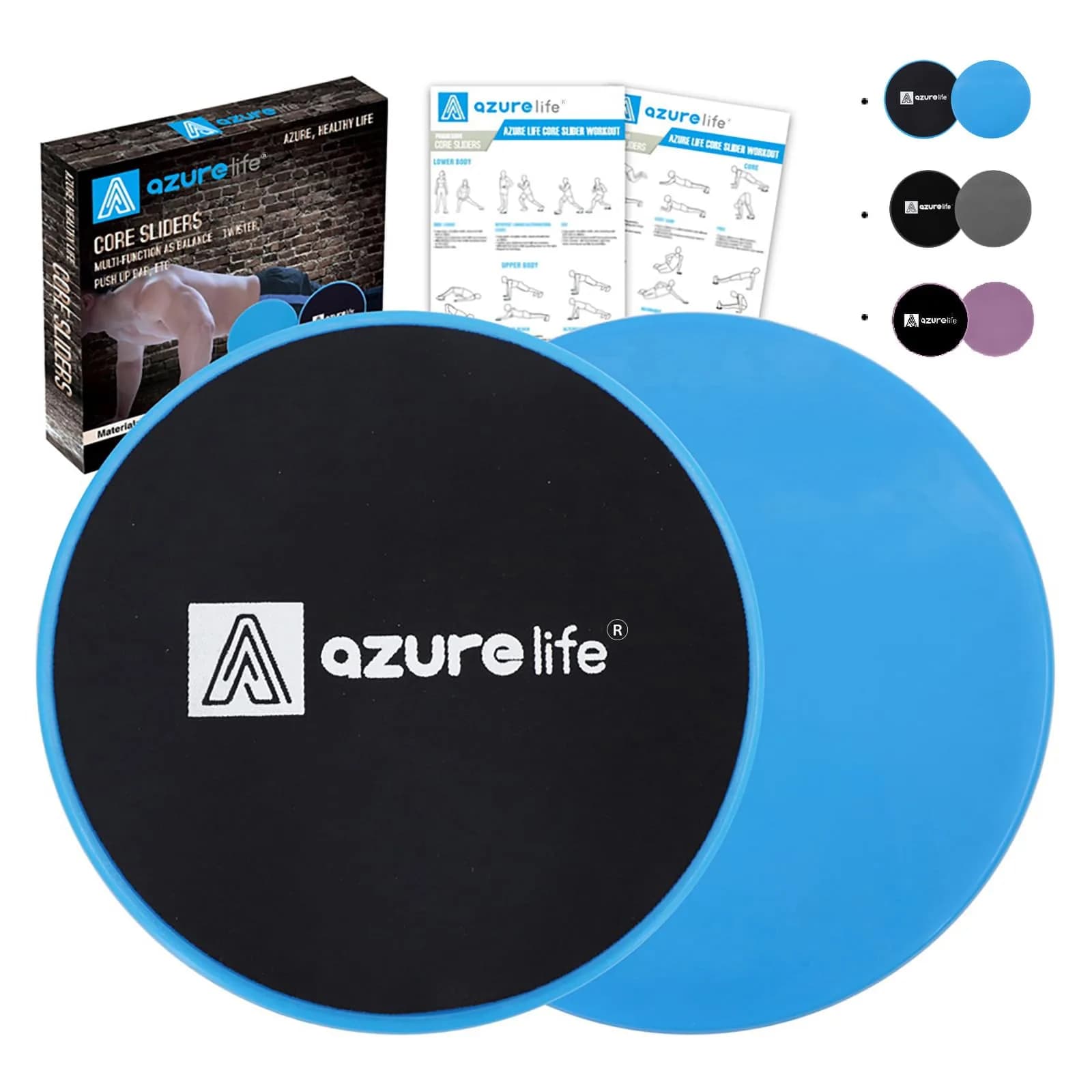 A AZURELIFE Exercise Core Sliders 7 inch Dual Sided Portable for Core & Ab Workouts
