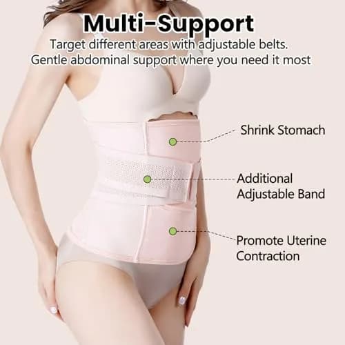 Gepoetry Postpartum C-Section Recovery Belt Belly Wrap with 3 Closures & 2 Support Belts, Pink (XS/S, 0.259 kg) thumbnail 4