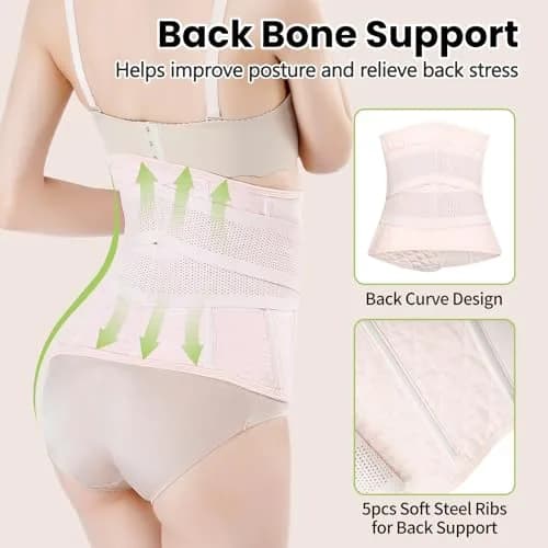 Gepoetry Postpartum C-Section Recovery Belt Belly Wrap with 3 Closures & 2 Support Belts, Pink (XS/S, 0.259 kg) thumbnail 6