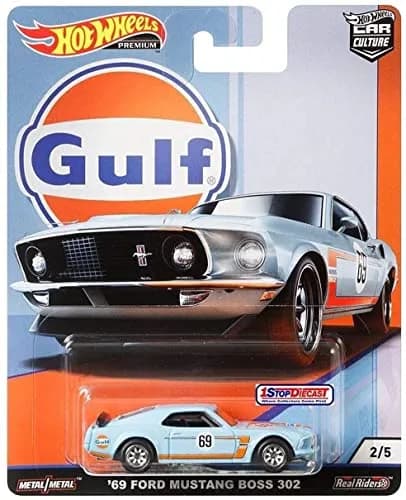 Hot Wheels Car Culture Gulf Oil Series 2/5 - '69 Ford Mustang Boss 302 | Collectible 1:64 Scale Toy thumbnail 1