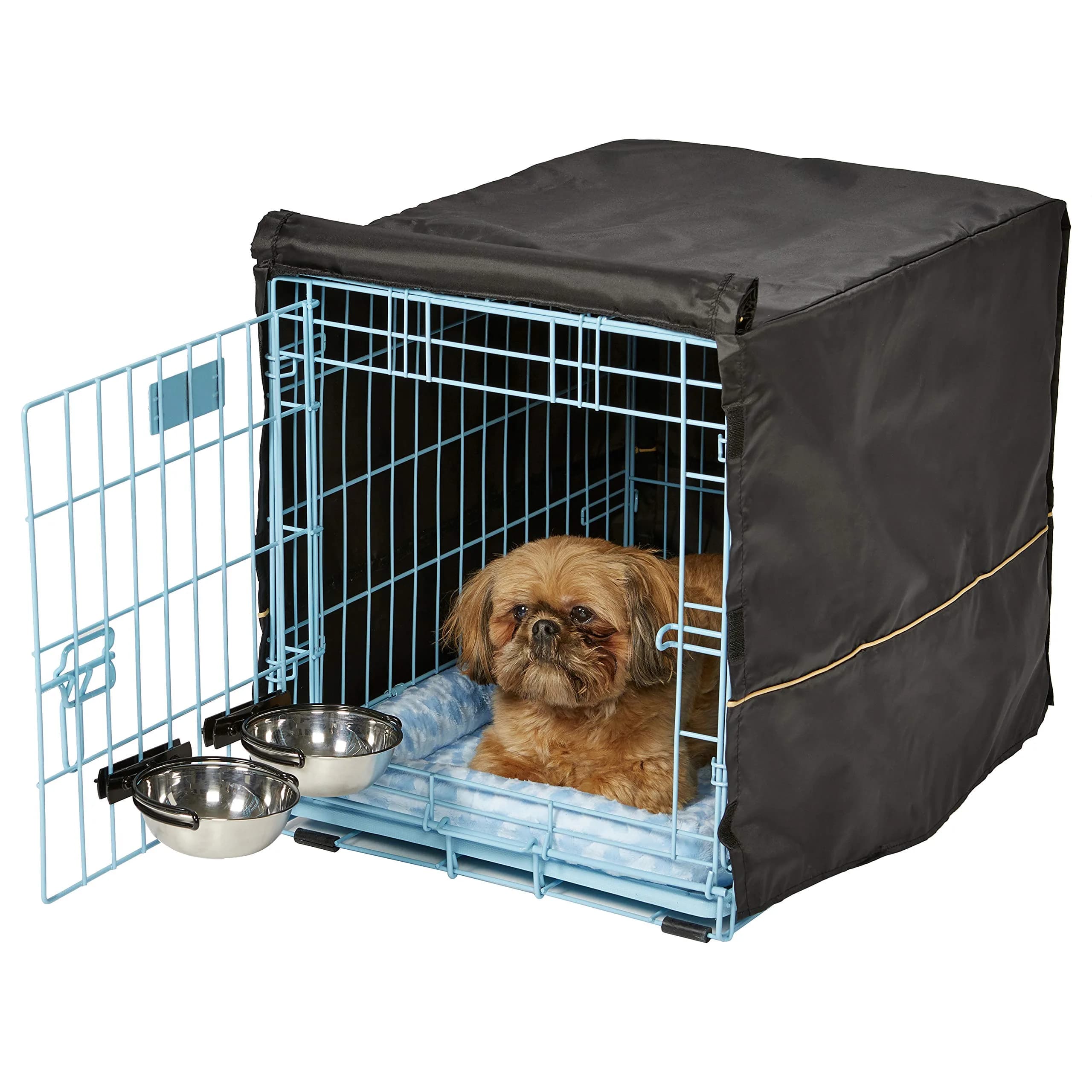 MidWest Homes for Pets Blue Fashion iCrate Starter Kit, 24-inch Dog Crate Bundle for Small Dogs | All-in-One Puppy Care Set — 24.0"L x 18.0"W x 19.0"H
