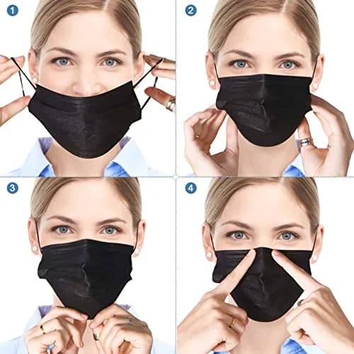SOOQOO 3-Ply Black Disposable Face Masks 100 Count | Filter Protection Masks for Unisex Adults thumbnail 7