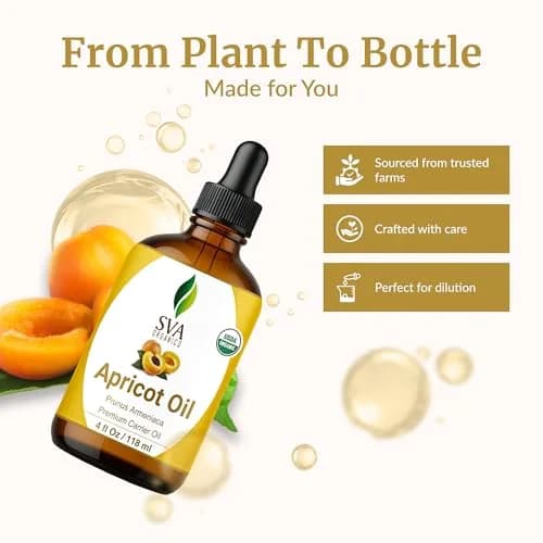 SVA Organics Apricot Kernel Carrier Oil - 4 Fl Oz (118 ml) | Pure & Natural, with Dropper thumbnail 4