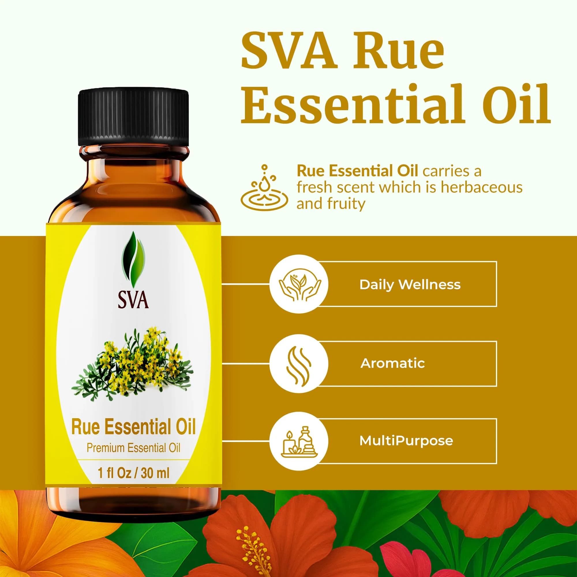 SVA Organics Rue Essential Oil, 1 Fl Oz (Pack of 1) - Pure & Natural - view 2