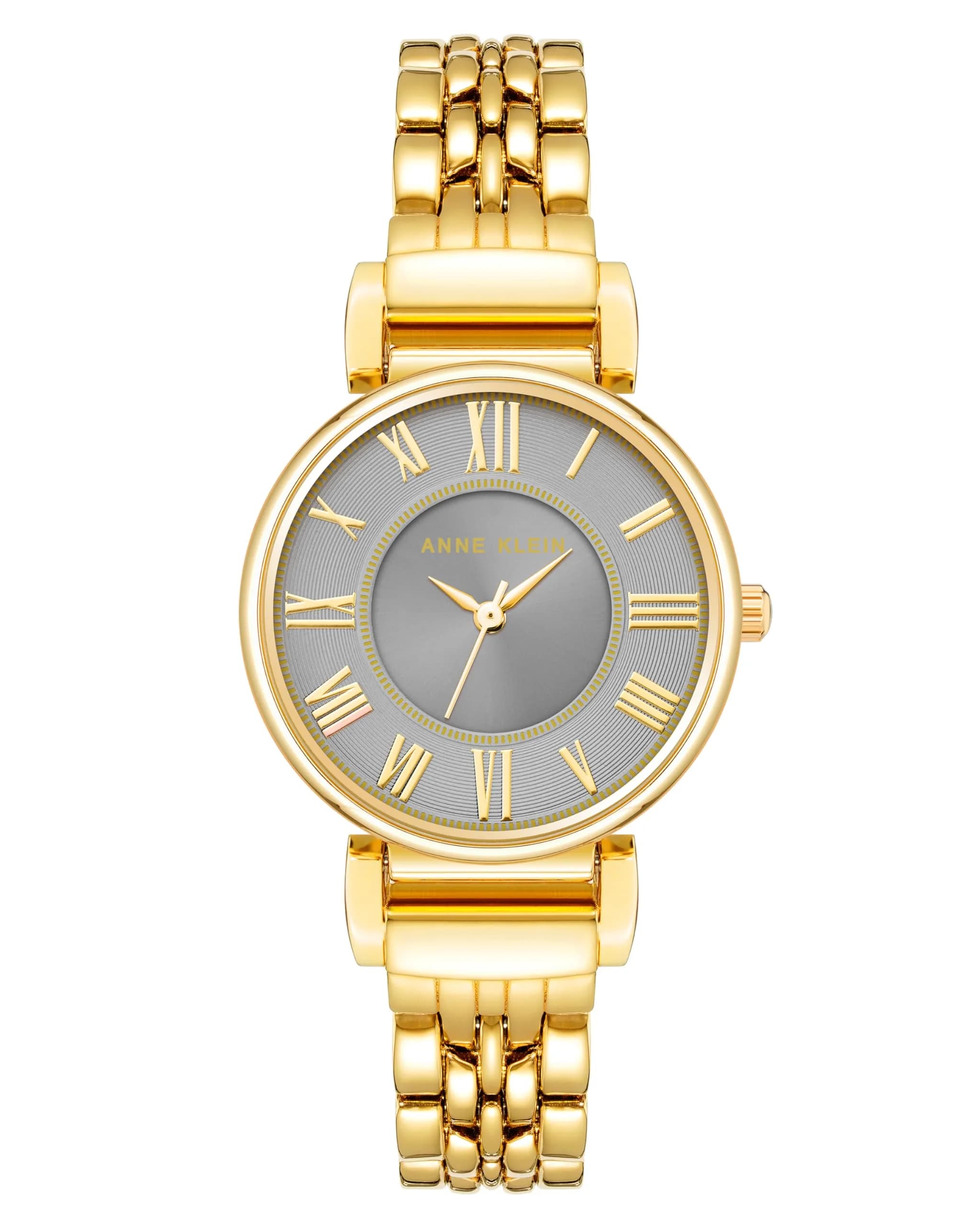 Anne Klein Women's Gold/Grey Crystal Accented Bracelet Watch 30mm | Japanese Quartz Movement - main product image