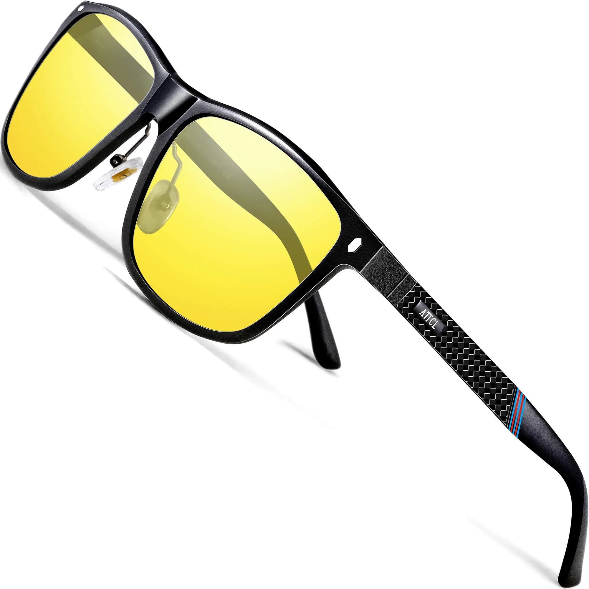 ATTCL Polarized Sunglasses Men Square Al-Mg Metal Driving UV400 Lightweight — 7001-yellow/Night Driving Glasses - main product image