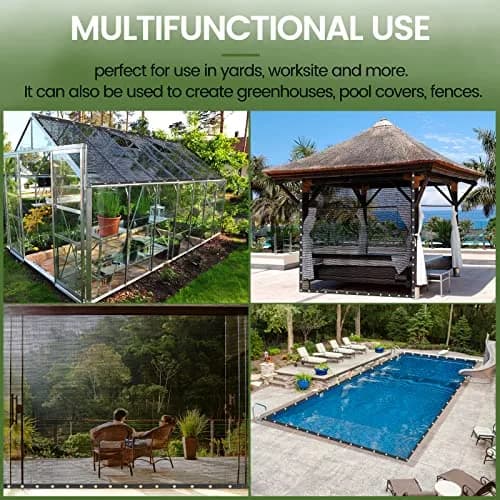WindscreenSupplyCo 8 x 16 FT Heavy Duty Mesh Tarp Shade Cloth 60-70% | UV Resistant, Durable Shade for Gardens & Construction thumbnail 5