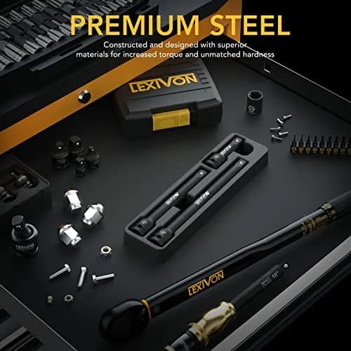 LEXIVON 1/2" Drive Impact Driver Extension Bar Set 3-Piece 3" 6" & 8" Long | Hardened Chrome Vanadium Steel thumbnail 3