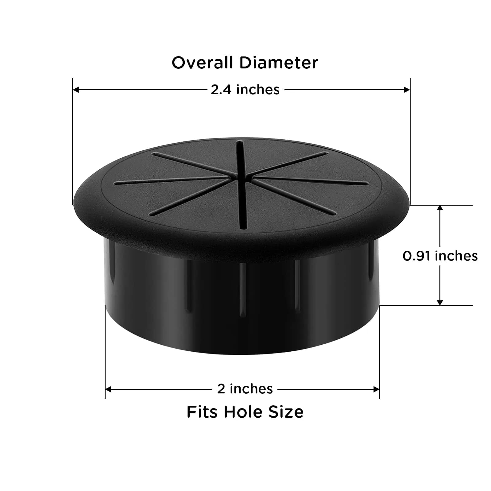 HYCC 2 Inch Flexible Desk Grommet - Black | Tidy Your Workspace Cables - view 4