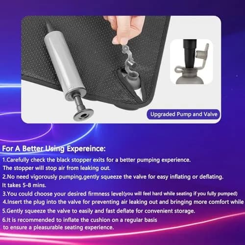 SUNFICON Air Cushion Inflatable Seat Pad 45.7cm x 40.6cm x 2.5cm (18" x 16" x 1") | Pressure Relief for Office Chairs & Wheelchairs thumbnail 5