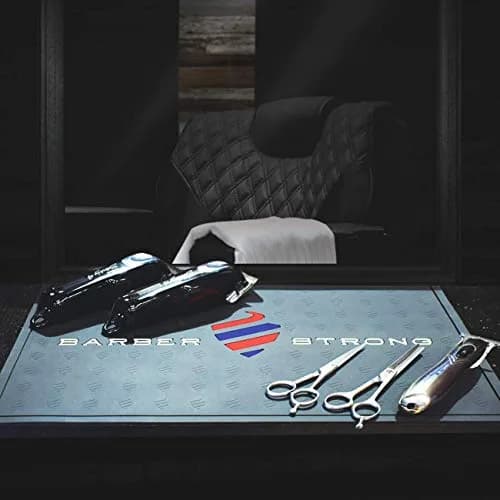 Barber Strong The Barber Mat 19" x 13" Black | Non-Slip Countertop Workstation Mat for Clippers & Hair Cutting Tools thumbnail 3