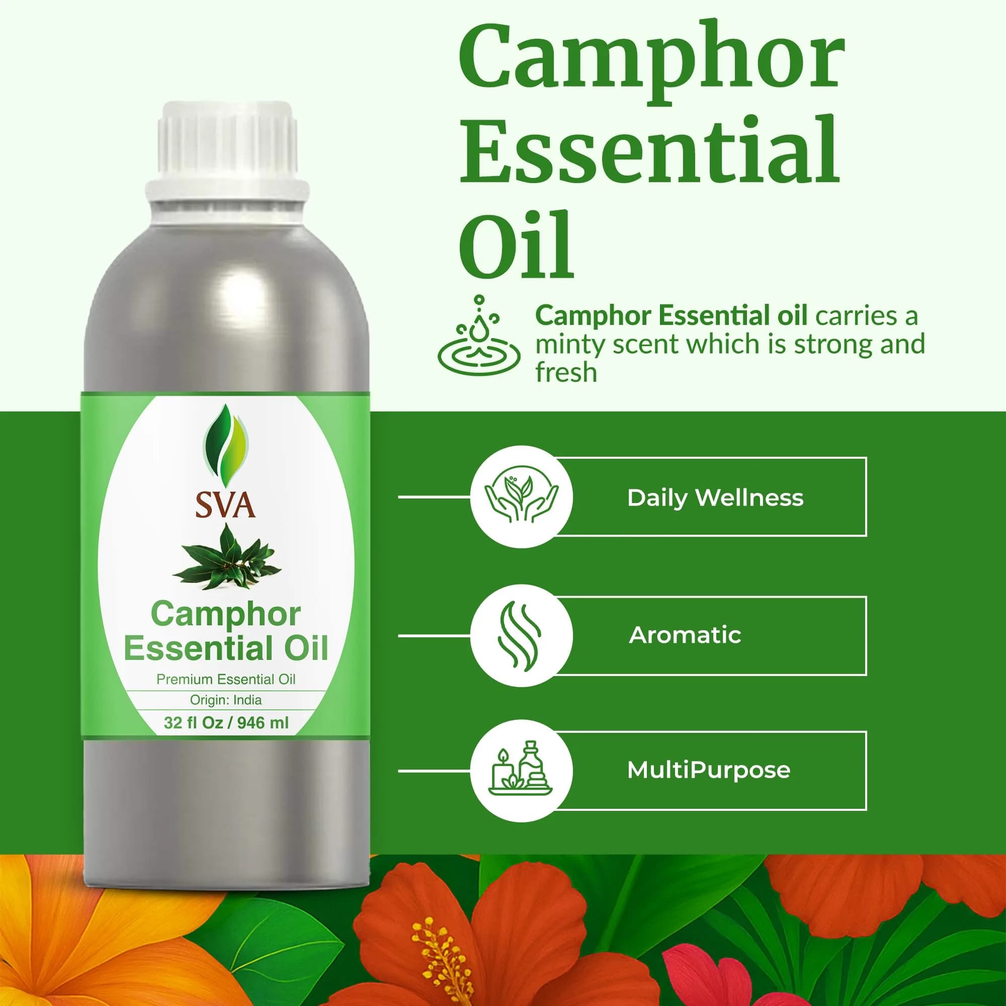 SVA ORGANICS Camphor Essential Oil, 32 Fl Oz (946 ml) - Large Bottle - view 2