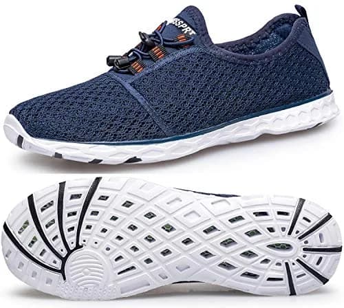 DOUSSPRT Men's Water Shoes Quick Dry for Beach Swim Pool Fishing Bluewhite | Breathable Mesh & Open Sole (100 words) thumbnail 1