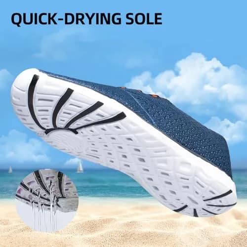 DOUSSPRT Men's Water Shoes Quick Dry for Beach Swim Pool Fishing Bluewhite | Breathable Mesh & Open Sole (100 words) thumbnail 4