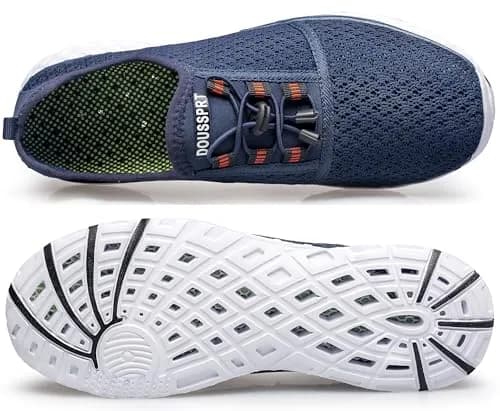 DOUSSPRT Men's Water Shoes Quick Dry for Beach Swim Pool Fishing Bluewhite | Breathable Mesh & Open Sole (100 words) thumbnail 8