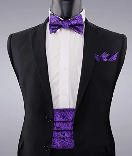 Alizeal Mens Paisley UNTIED Bow Tie Hanky Set, Dark Purple | Classic Formal Accessory thumbnail 2
