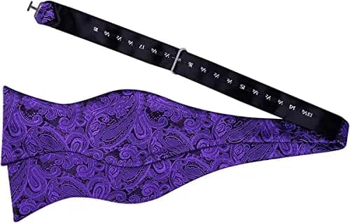Alizeal Mens Paisley UNTIED Bow Tie Hanky Set, Dark Purple | Classic Formal Accessory thumbnail 3