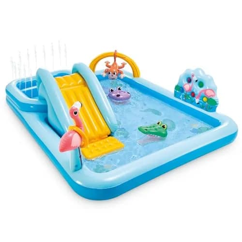 Intex Jungle Adventure Play Center Inflatable Kiddie Pool with Water Slide, 96" x 78" x 28" | ASTM Tested - main product image