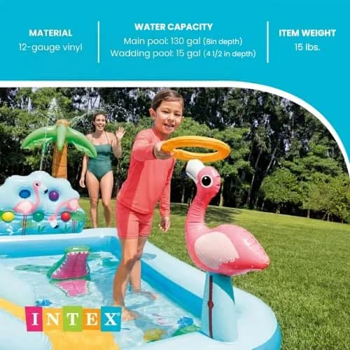 Intex Jungle Adventure Inflatable Water Slide Park & Kiddie Swimming Pool | Ages 2+ | 2 Pools, 130 Gallon Capacity thumbnail 4