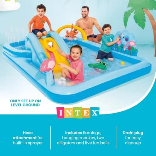 Intex Jungle Adventure Inflatable Water Slide Park & Kiddie Swimming Pool | Ages 2+ | 2 Pools, 130 Gallon Capacity thumbnail 5
