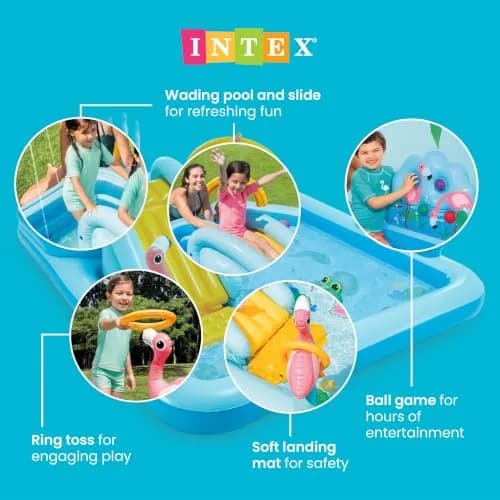 Intex Jungle Adventure Play Center Inflatable Kiddie Pool with Water Slide, 96" x 78" x 28" | ASTM Tested - view 7