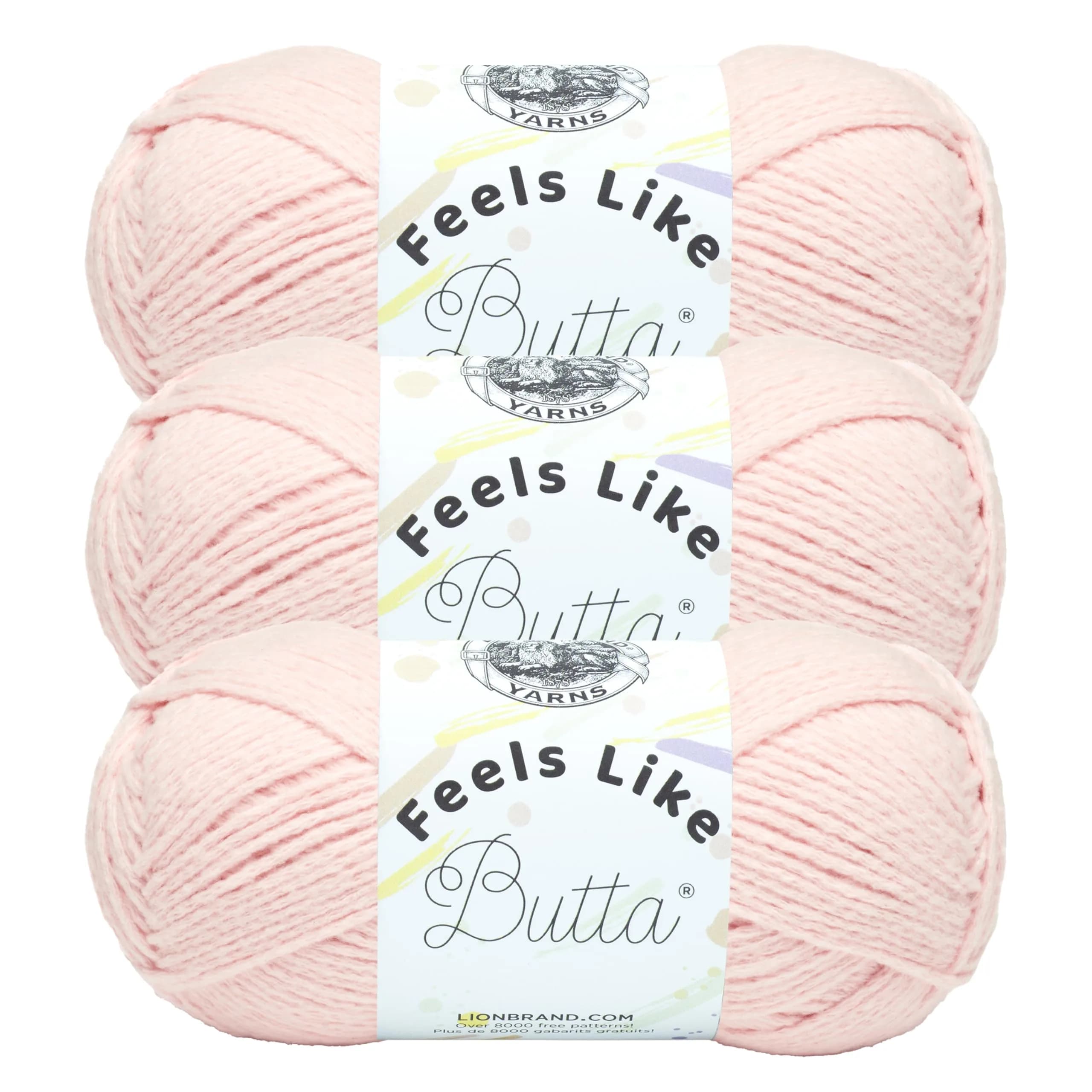 Lion Brand Feels Like Butta Yarn - Pink, 3 Pack (300g Total) | OEKO-TEX Certified Polyester for Crochet & Knitting - main product image