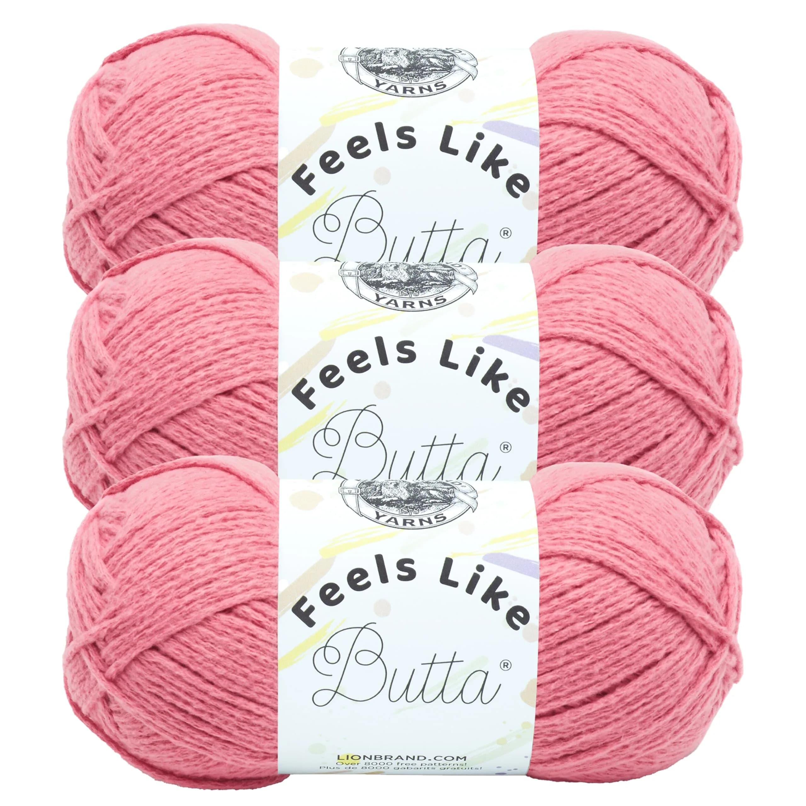 Lion Brand Feels Like Butta Yarn - Dusty Pink, 3 Pack - Soft Crochet & Knitting Yarn - main product image