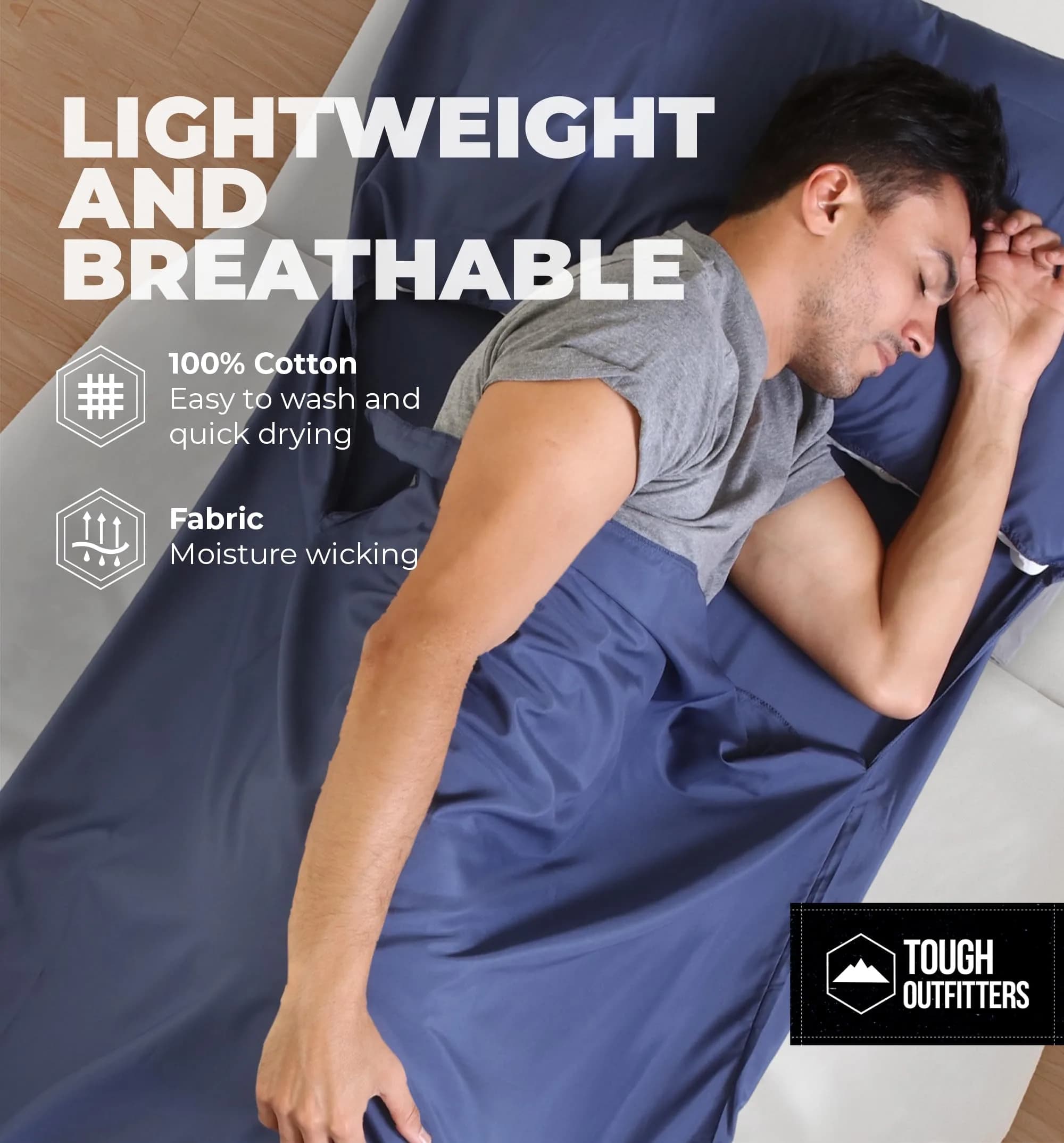 Tough Outdoors XL Sleeping Bag Liner 219.71cm (85") x 80.01cm (37") Polyester | Lightweight Travel Sleep Sack for Camping & Hotels - view 4