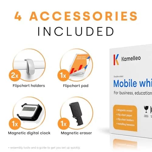 Kamelleo Rolling Whiteboard on Wheels 48" x 36" | Double Sided Magnetic White Board thumbnail 5