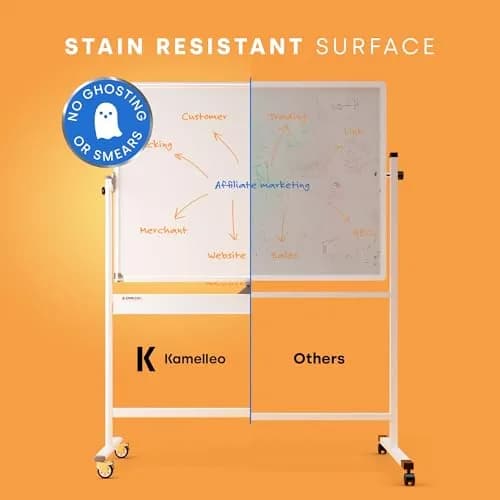 Kamelleo Rolling Whiteboard on Wheels 48" x 36" | Double Sided Magnetic White Board thumbnail 6