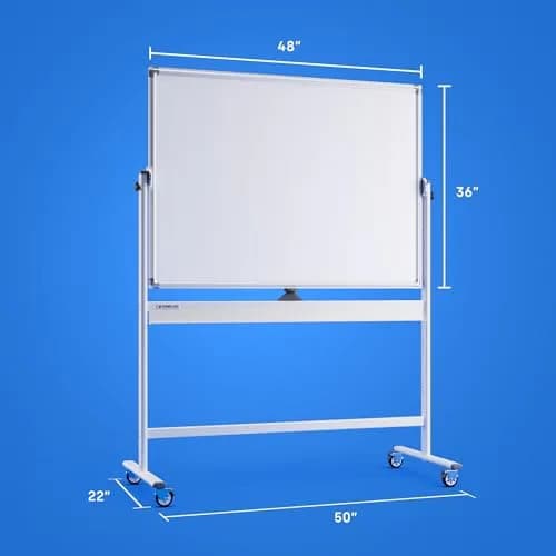 Kamelleo Rolling Whiteboard on Wheels 48" x 36" | Double Sided Magnetic White Board thumbnail 9